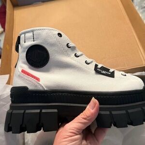 Palladium White and Black Chunky High-Tops